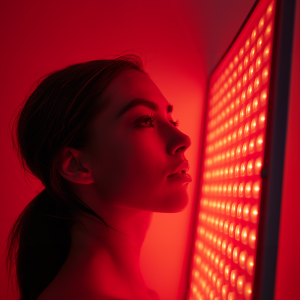 girl getting red light therapy